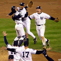 Yankees celebrate World Series sweep.